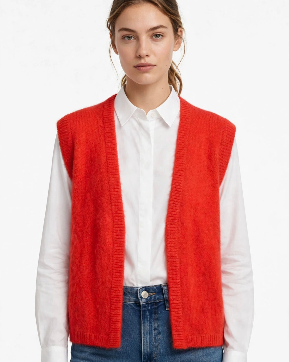 Cardigan arancio senza bottoni
