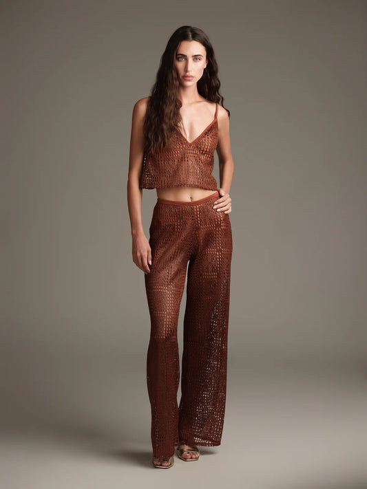 Completo ruggine top e pantalone traforato