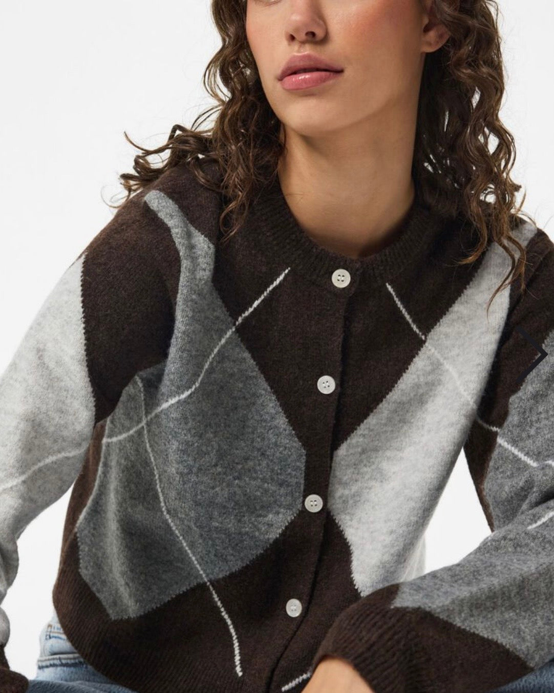 Cardigan rombi brown/grey