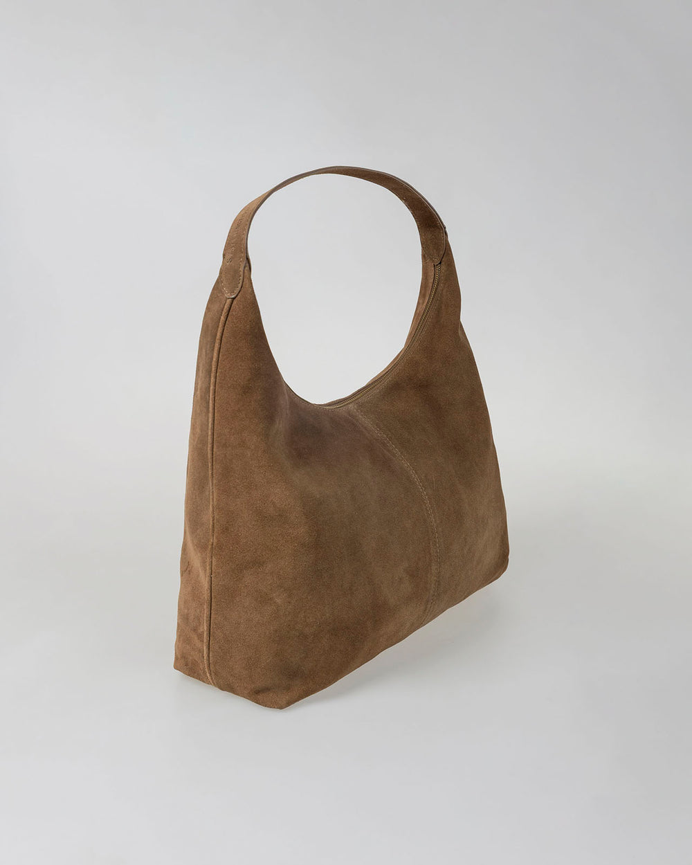 Borsa di medie dimensioni in pelle scamosciata con cerniera