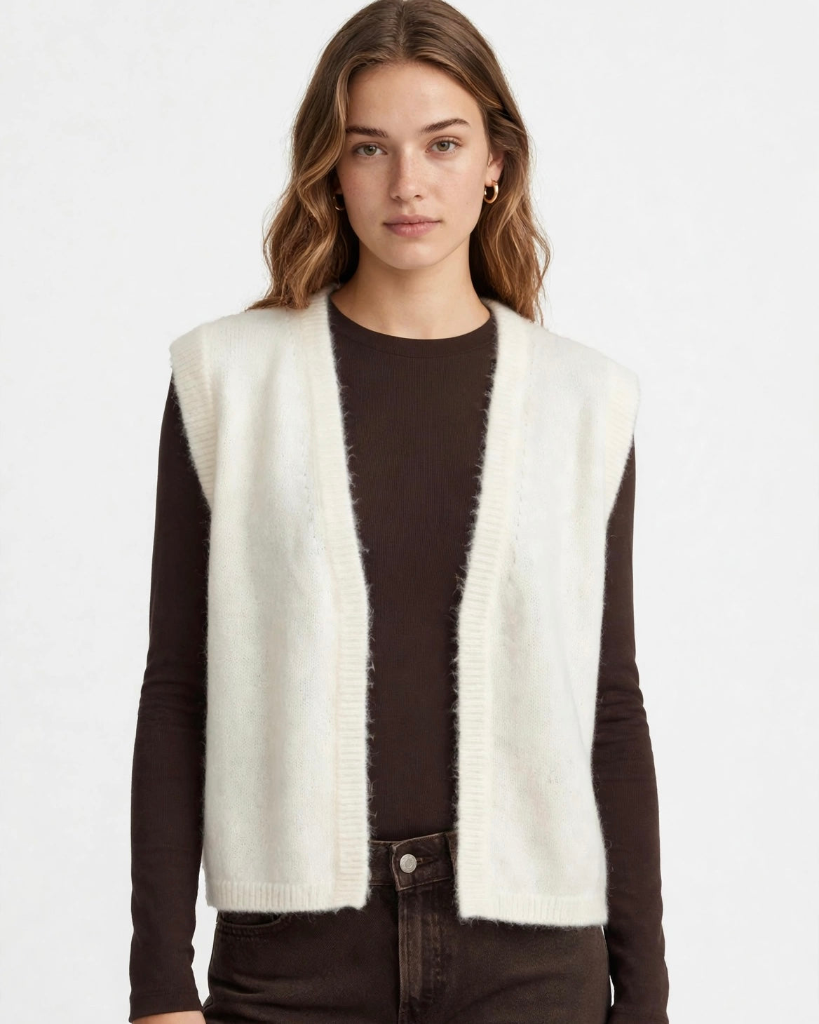 Cardigan panna senza bottoni