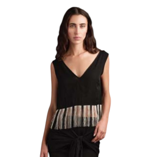 Top nero con frange