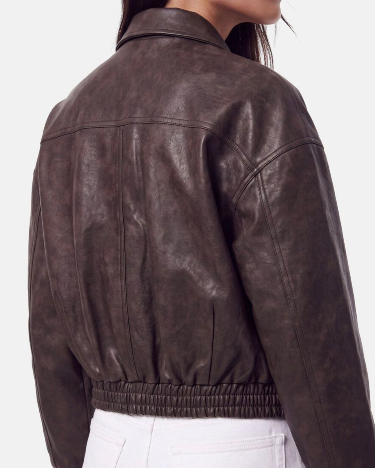 Bomber corto coffee ecopelle
