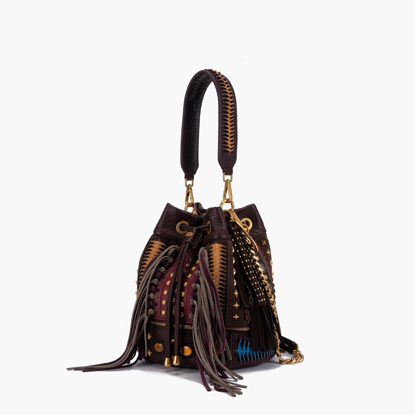 Secchiello marrone con frange Jungle