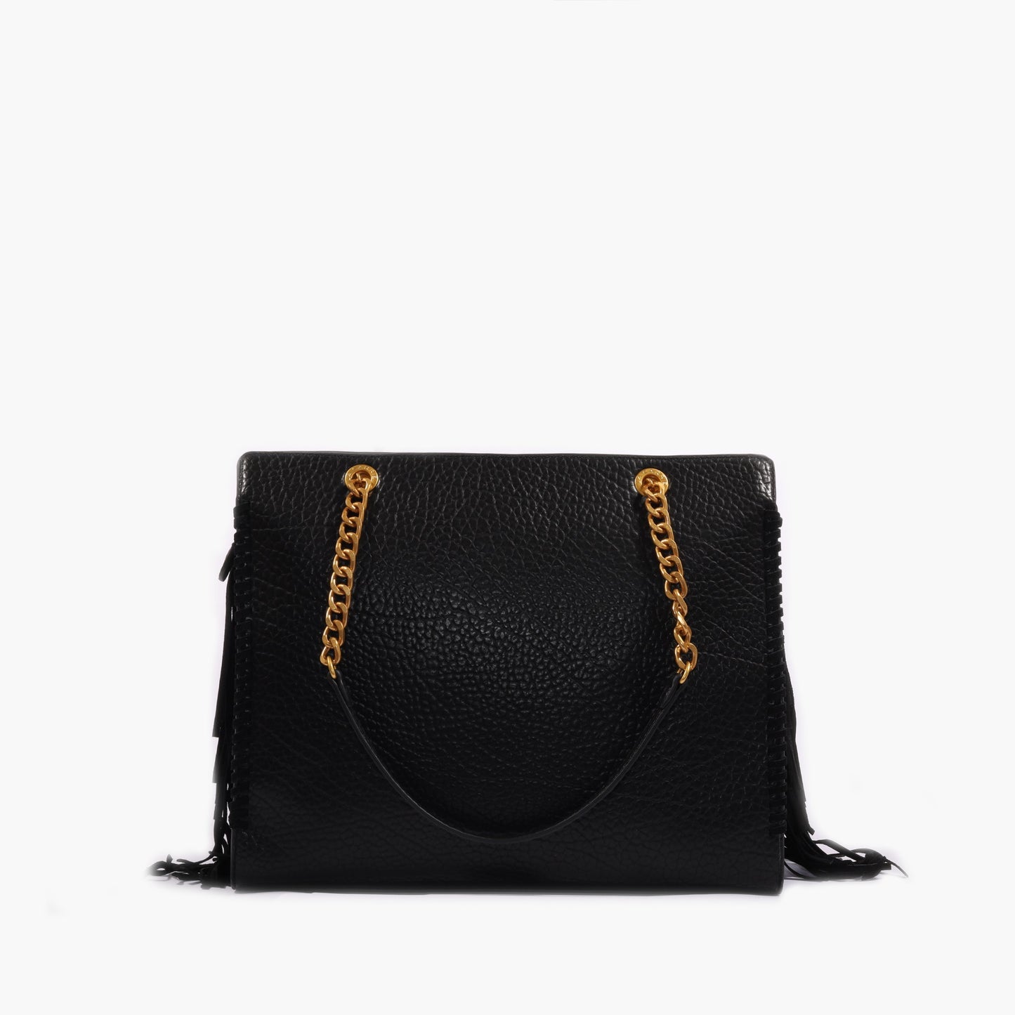 Borsa a spalla nera con borchie e frange Jungle