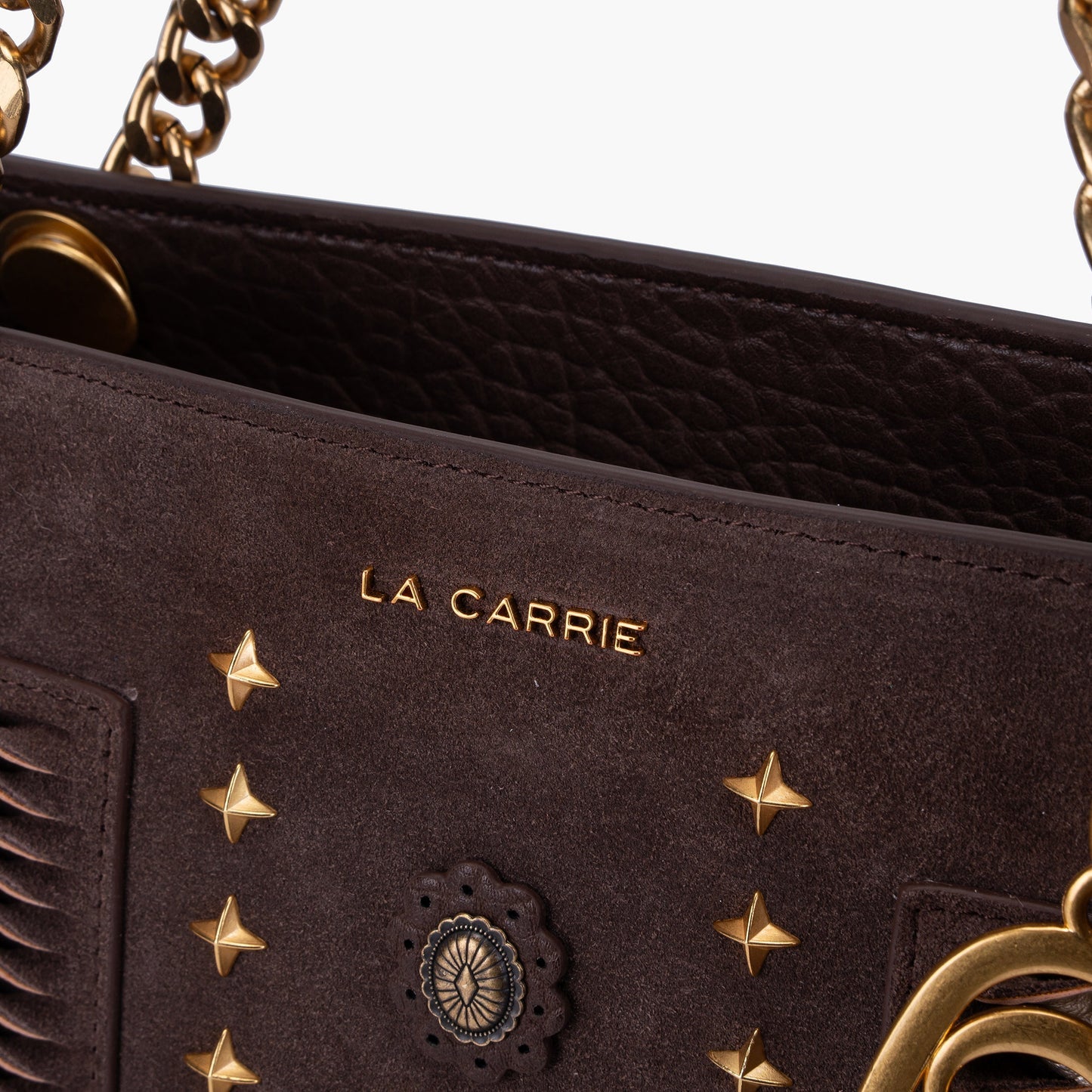 Borsa a spalla brown con borchie e frange Jungle
