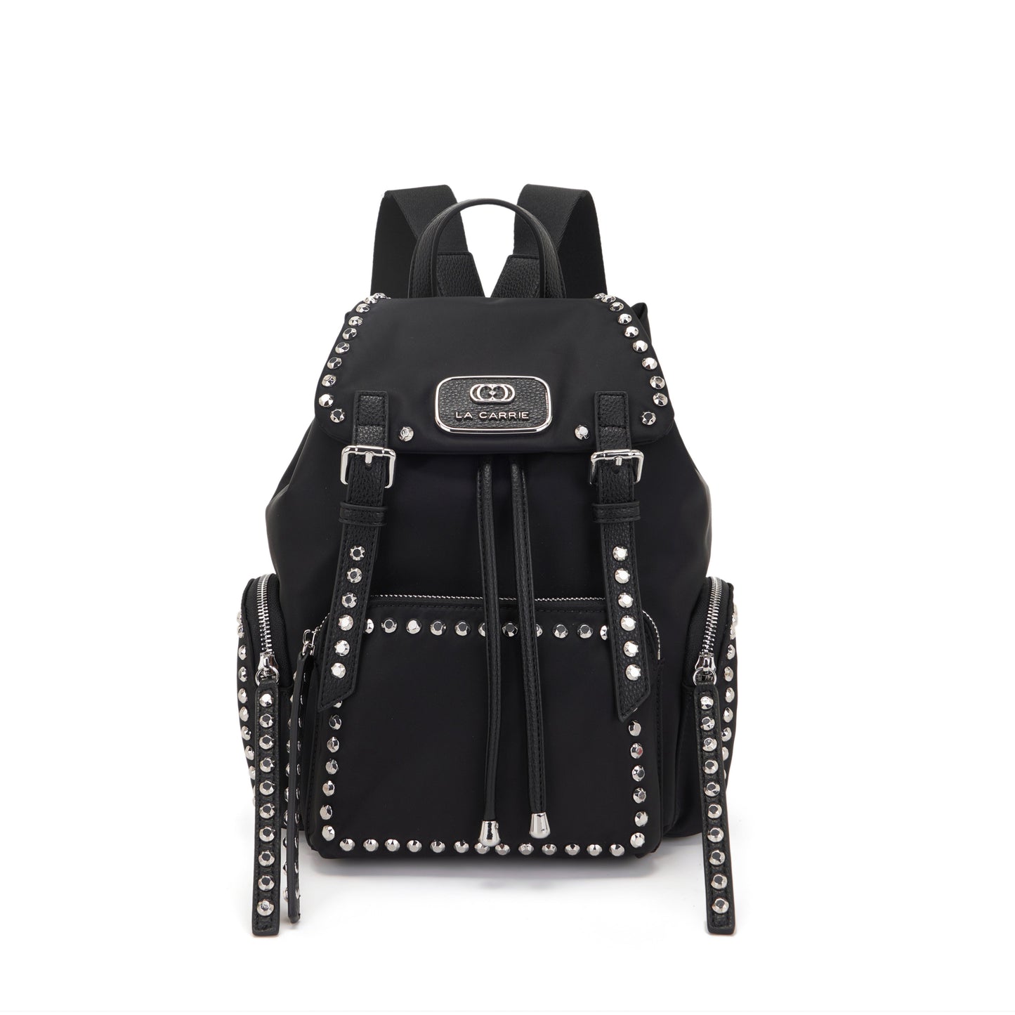 Zaino nero in nylon con borchie argento Dark Wave