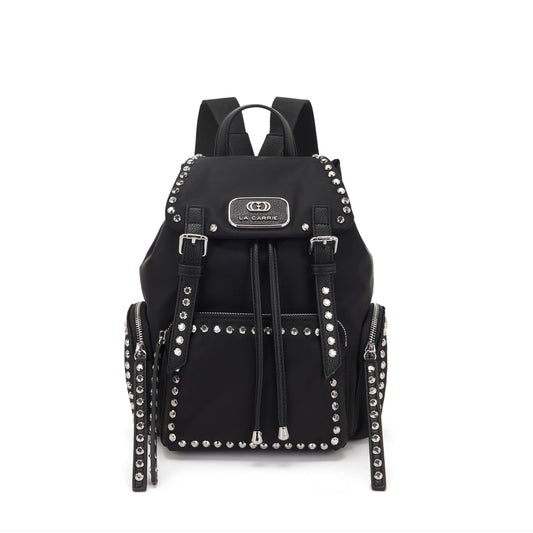 Zaino nero in nylon con borchie argento Dark Wave