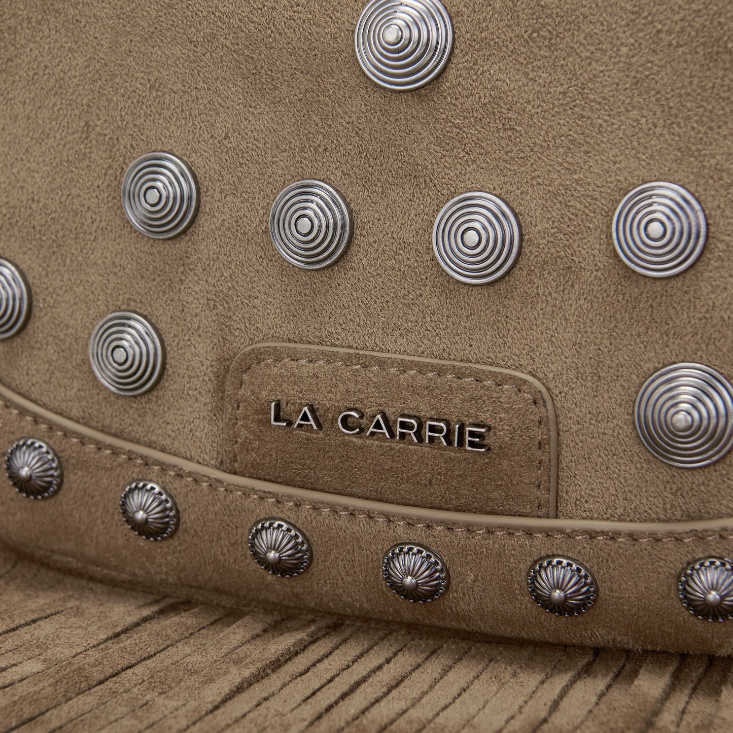 Borsa a spalla Aztec in camoscio taupe