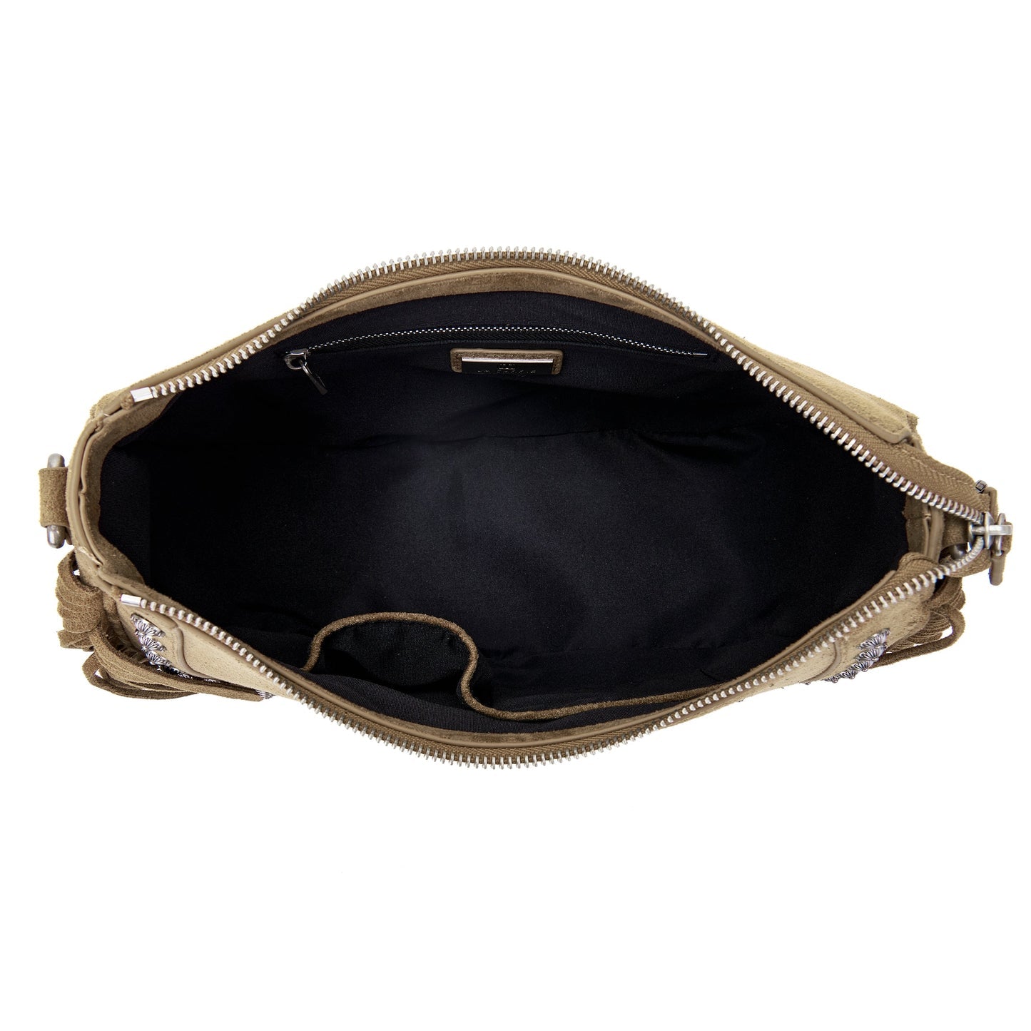 Borsa a spalla Aztec in camoscio taupe