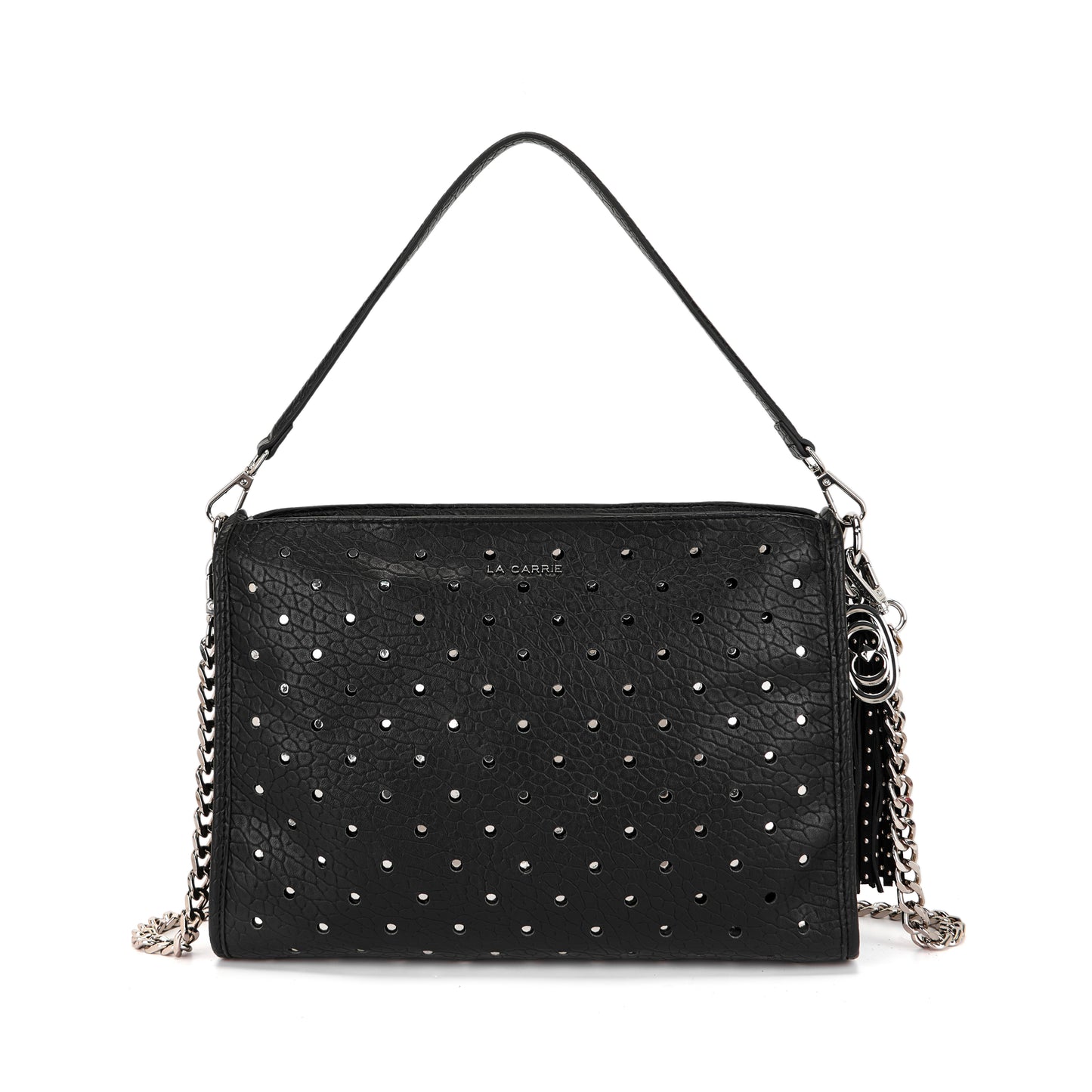 Borsa a spalla black con borchie a contrasto argento