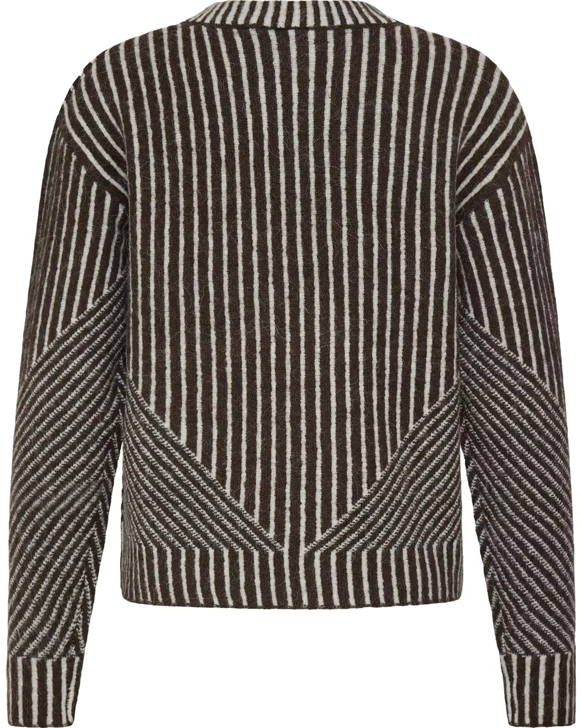 Maglione bicolor moro/panna scollatura tonda