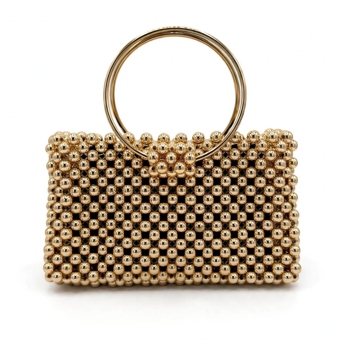 Gold handbag with rigid handle