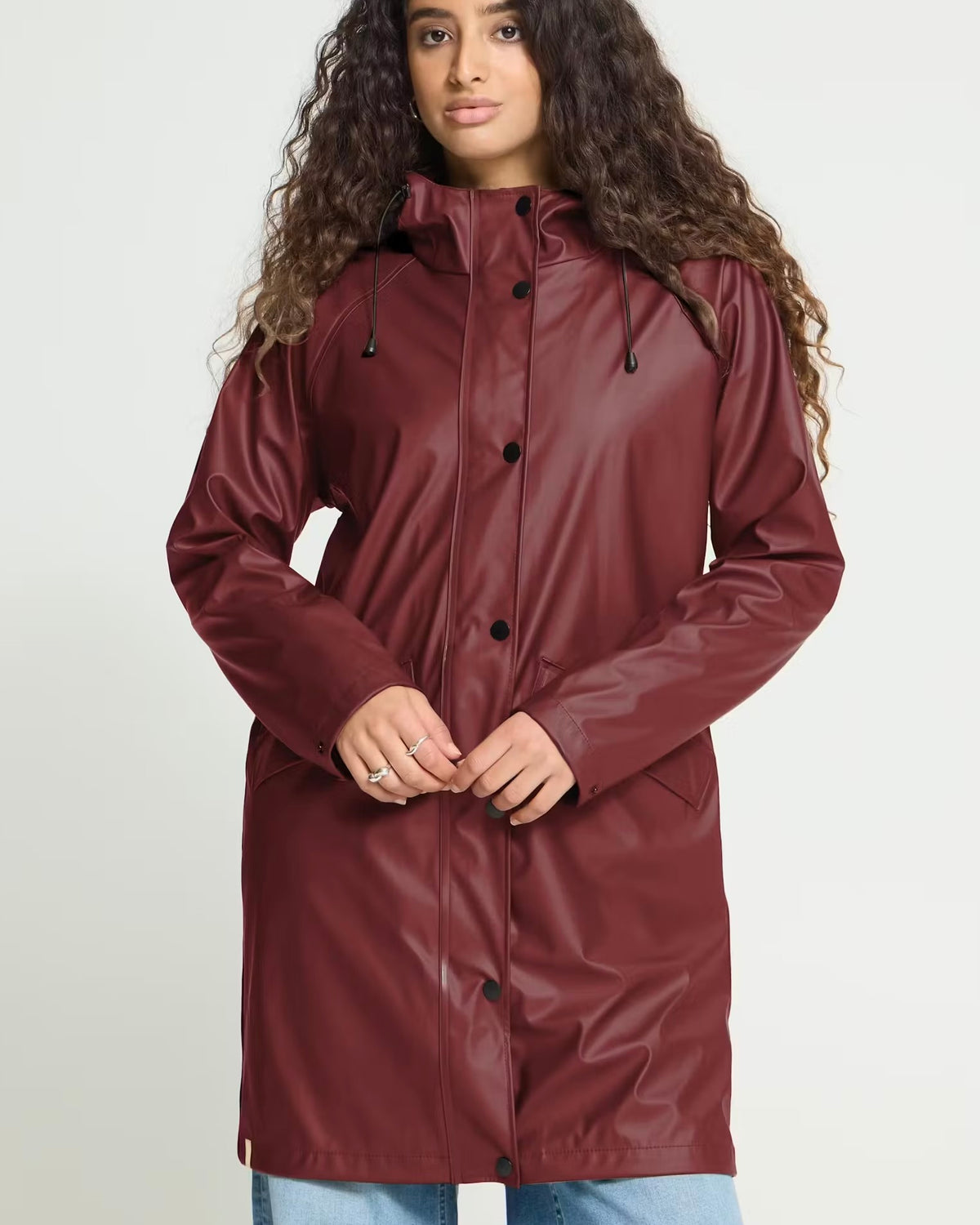 Burgundy rain jacket