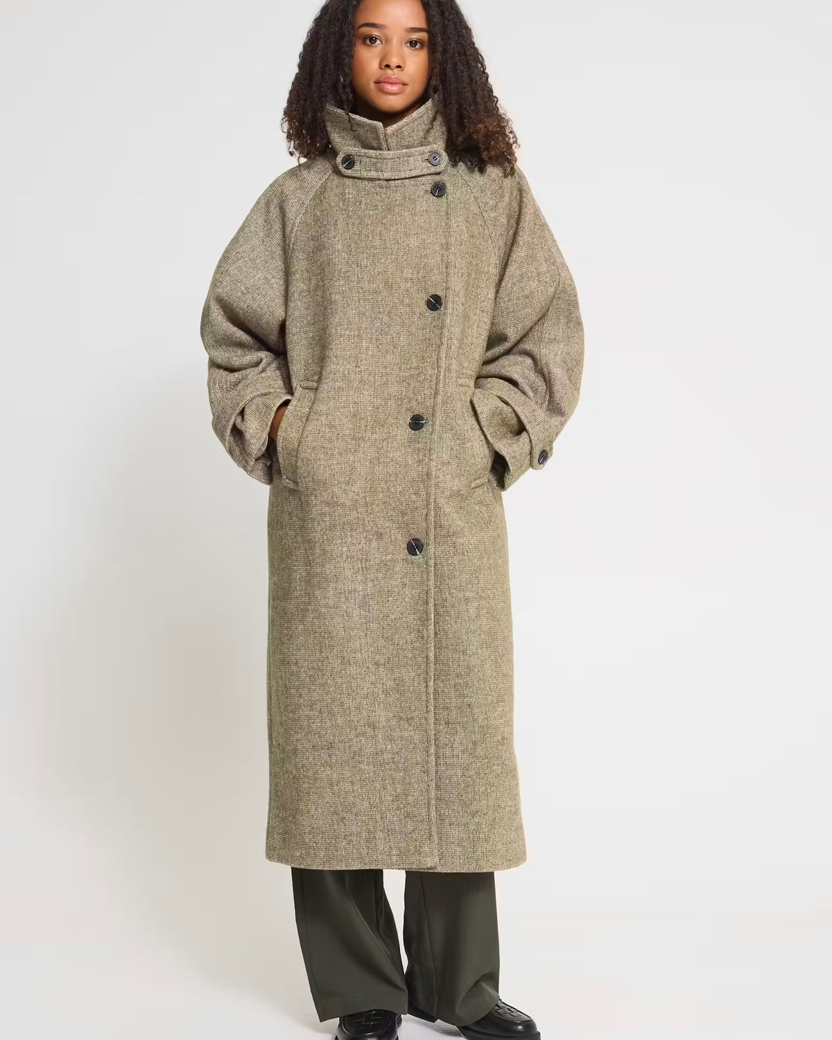 Cappotto lana verde oversize