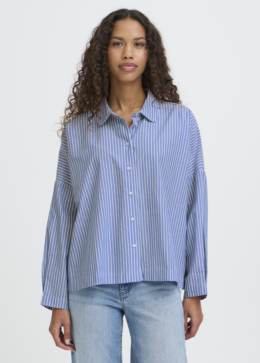 Camicia a righe celeste