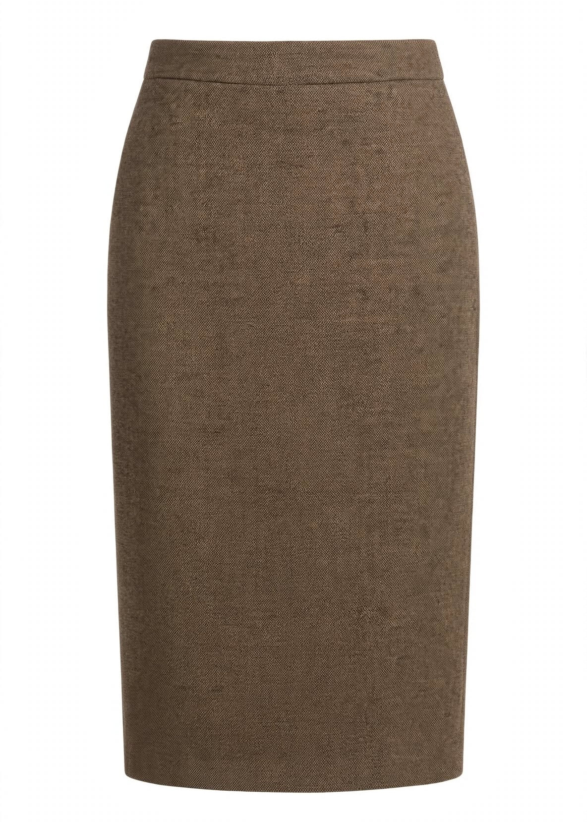 Tailleur sabbia gilet e gonna longuette