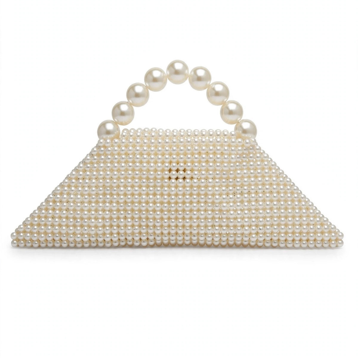 Borsa panna a trapezio con manico maxi perle