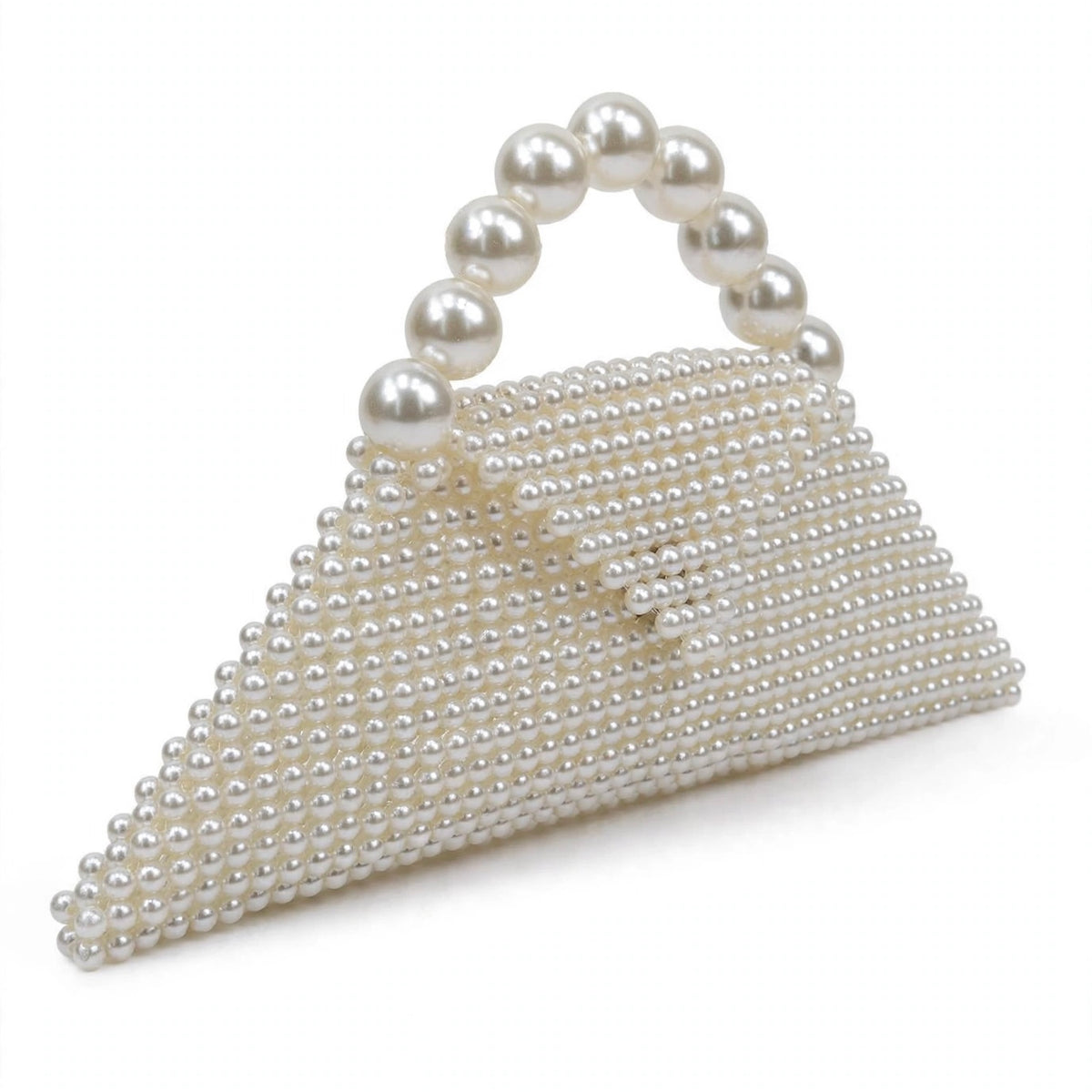 Borsa panna a trapezio con manico maxi perle