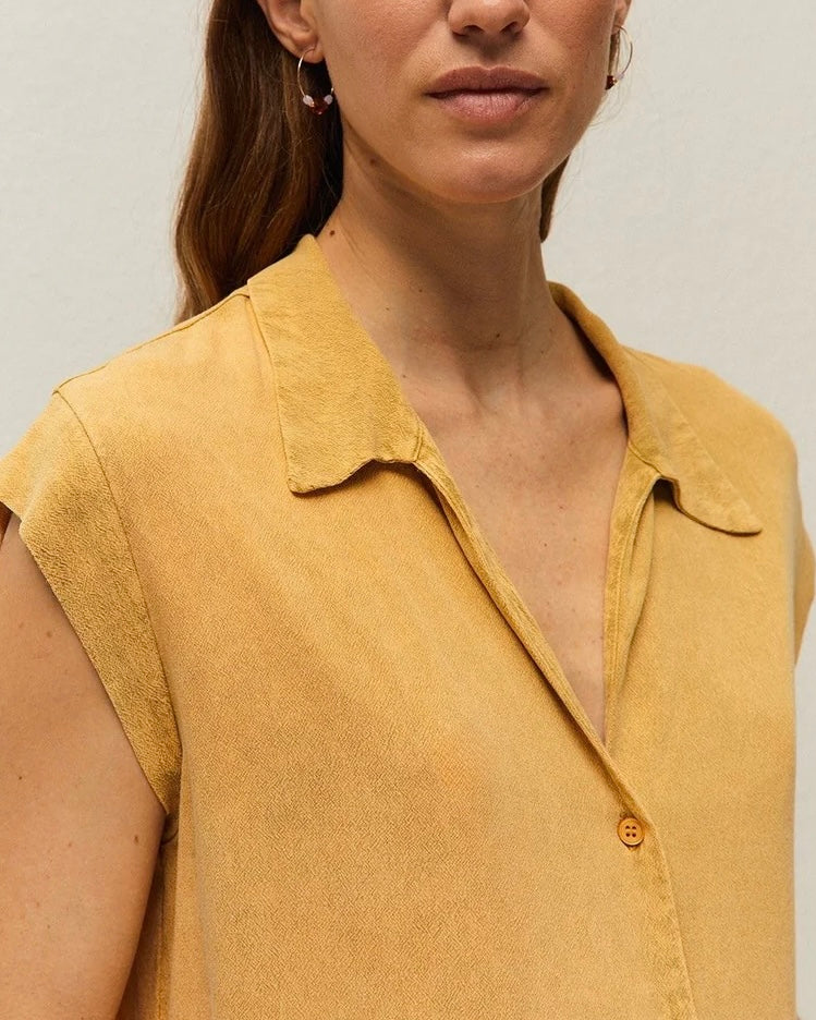 Camicia in viscosa manica corta arancio