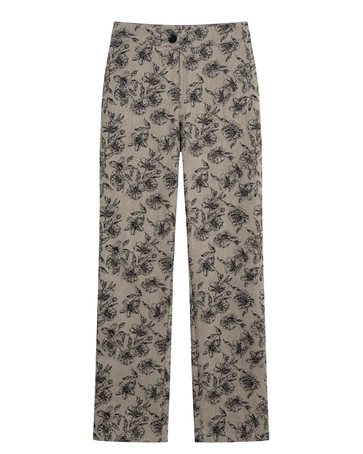 Completo grigio a fiori e gilet smanicato con cinturina e pantalone