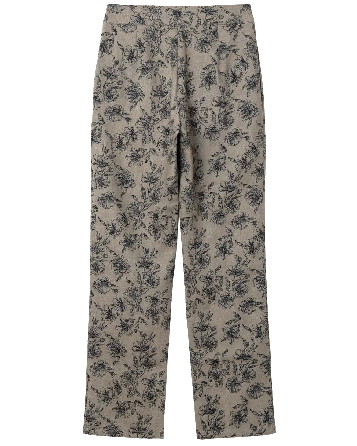 Completo grigio a fiori e gilet smanicato con cinturina e pantalone