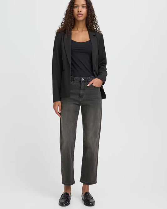 Black regular-fit cropped jeans