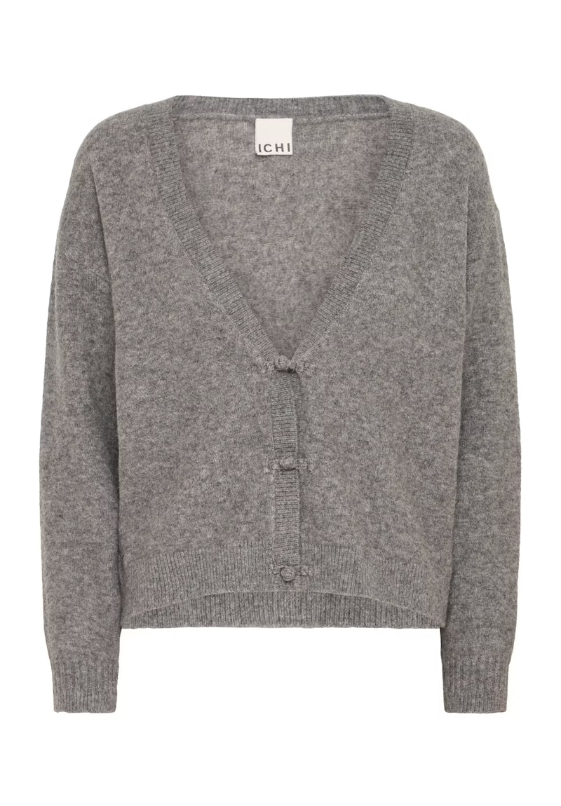 Cardigan Ihdasila grigio con scollo a V