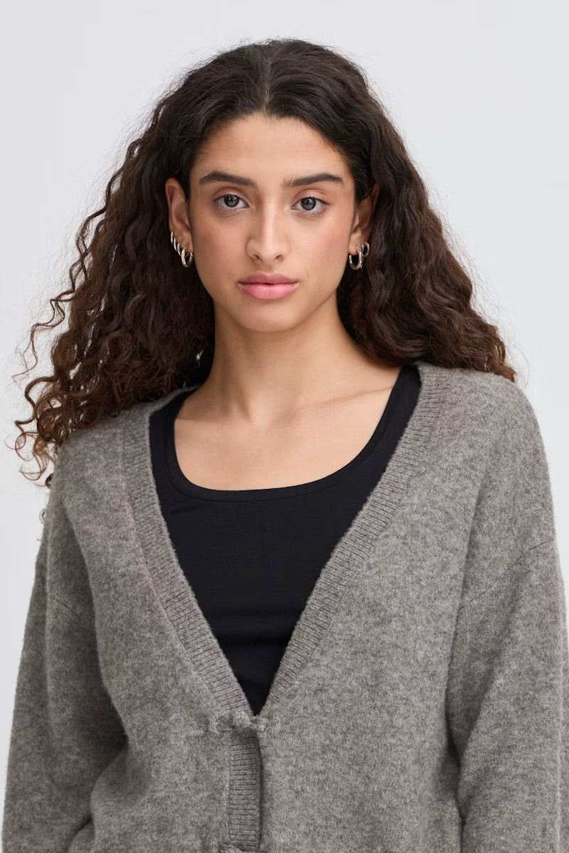 Cardigan Ihdasila grigio con scollo a V