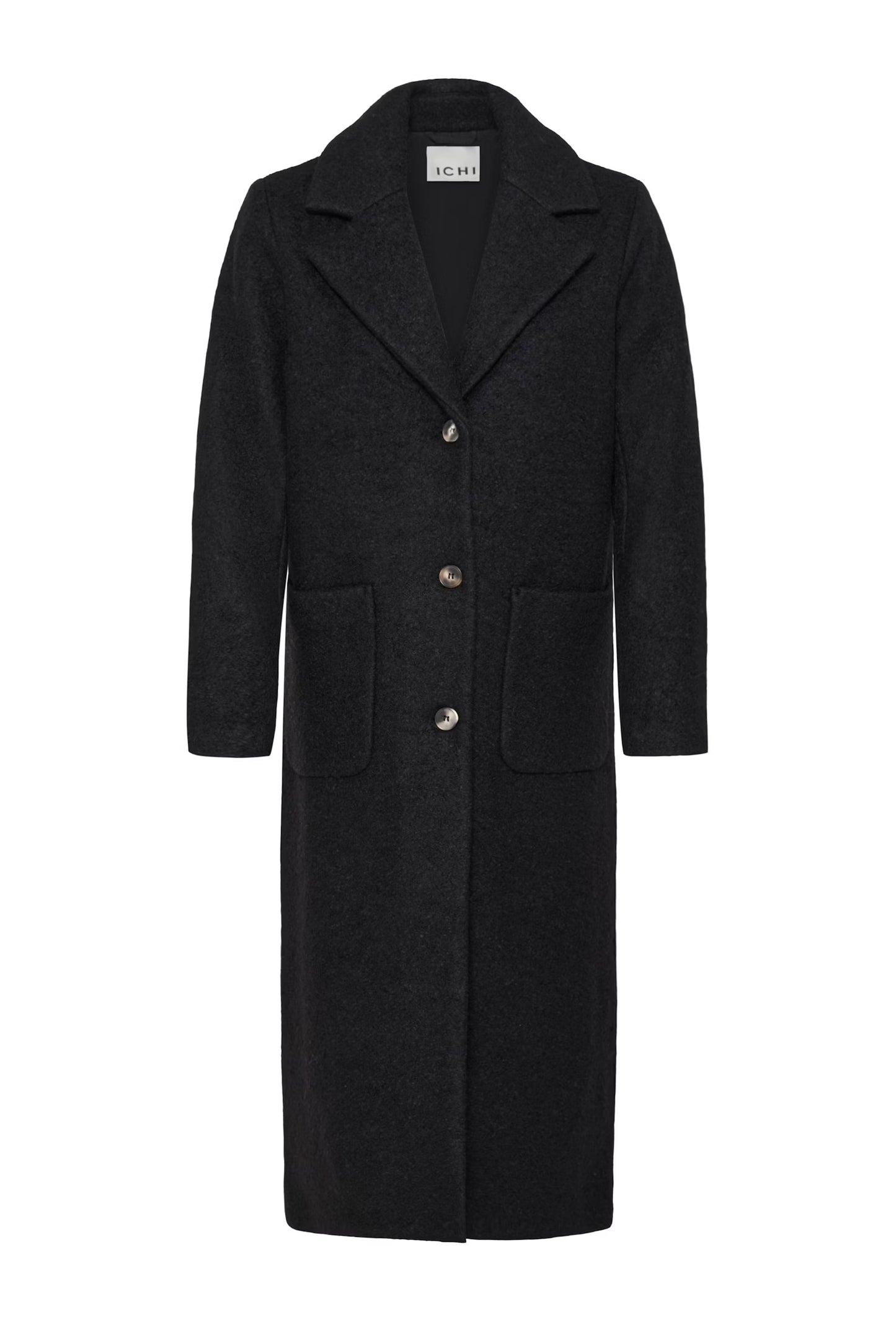 Cappotto nero monopetto in lana