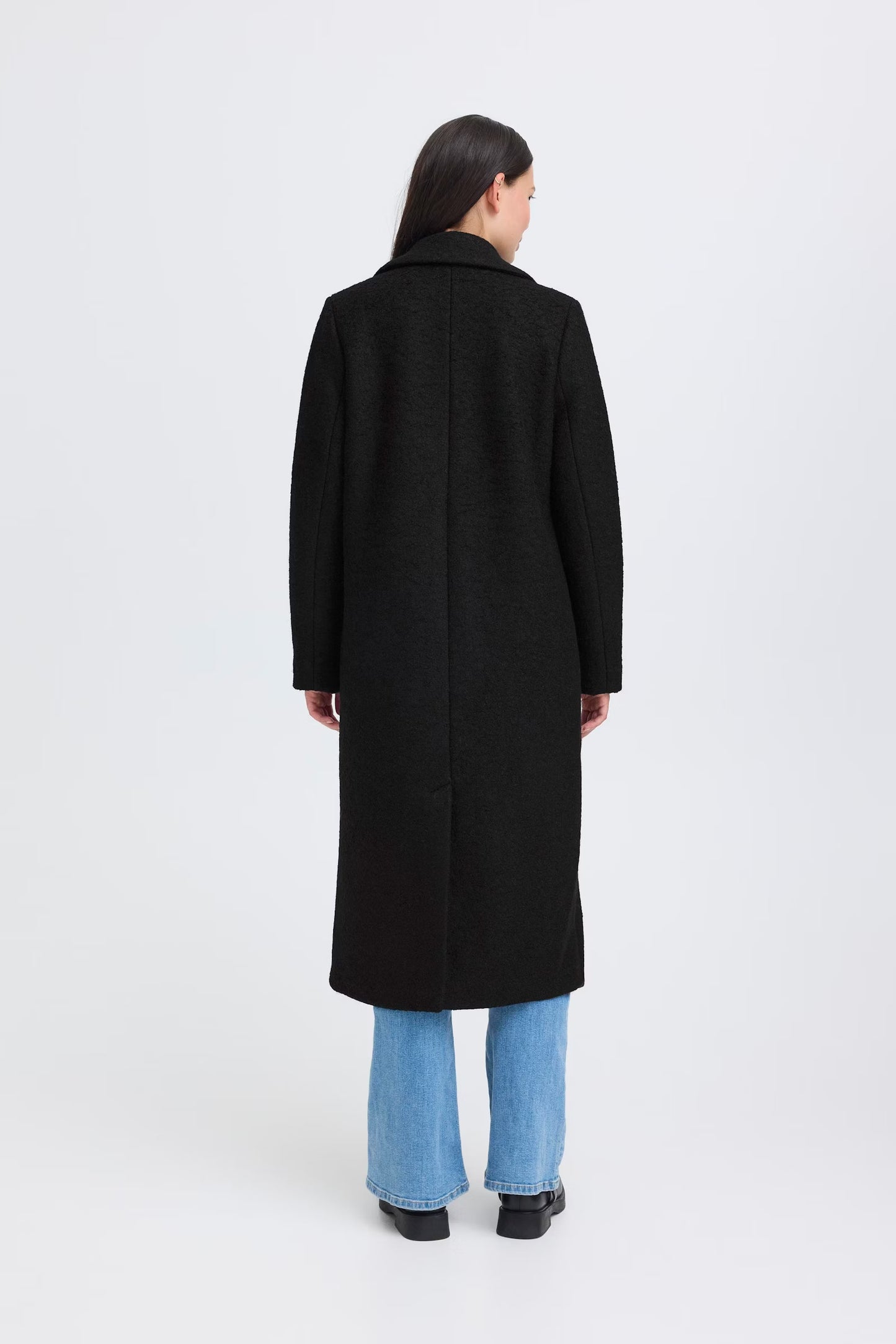 Cappotto nero monopetto in lana