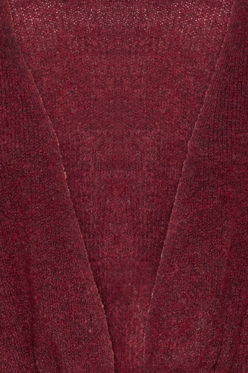 Cardigan corto bordeaux con coulisse