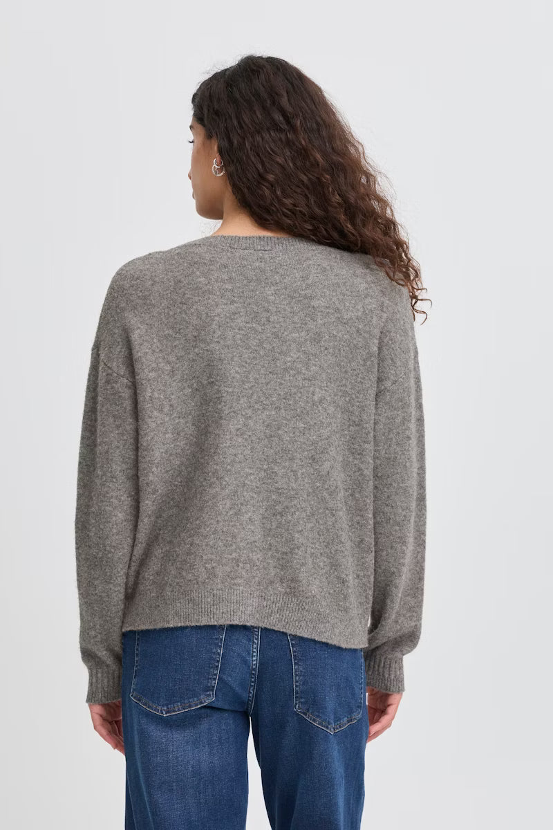 Cardigan Ihdasila grigio con scollo a V