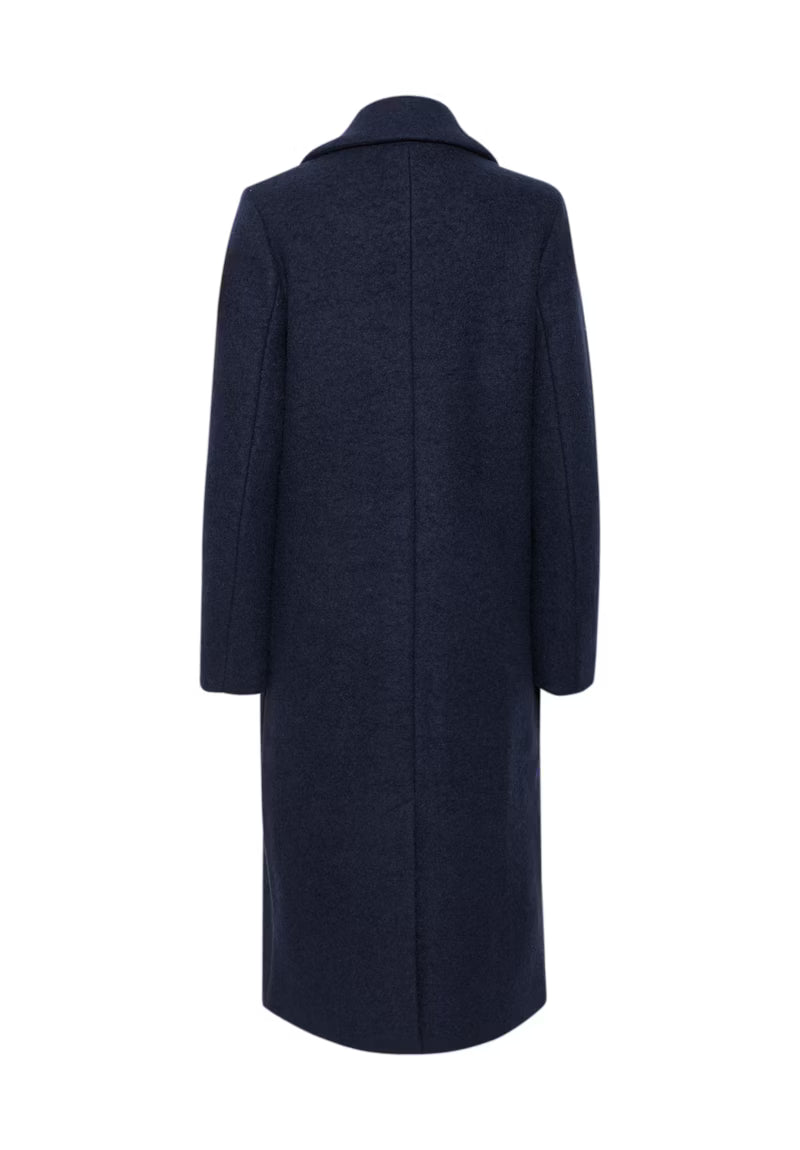 Cappotto blu scuro monopetto in lana