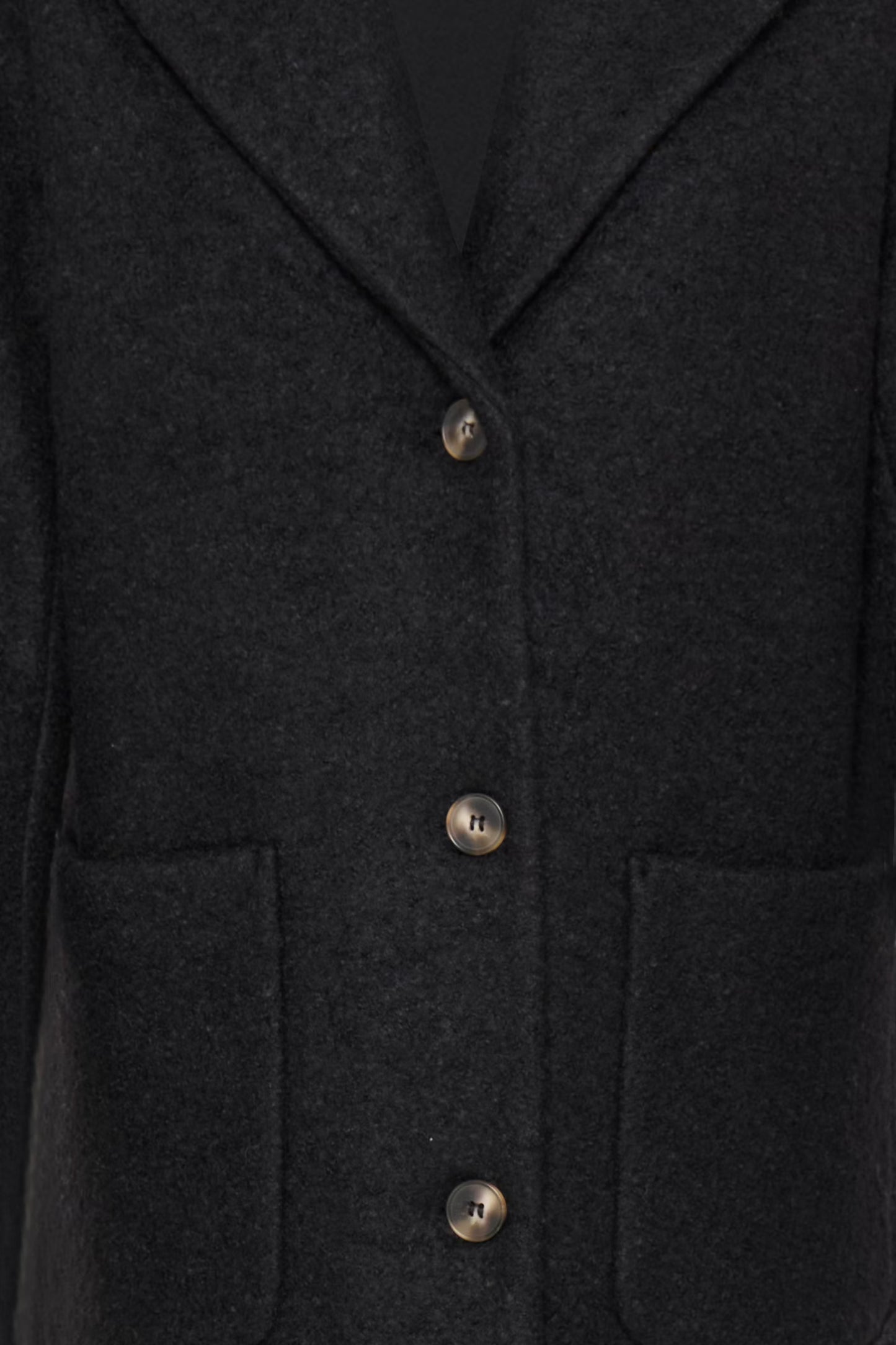 Cappotto nero monopetto in lana