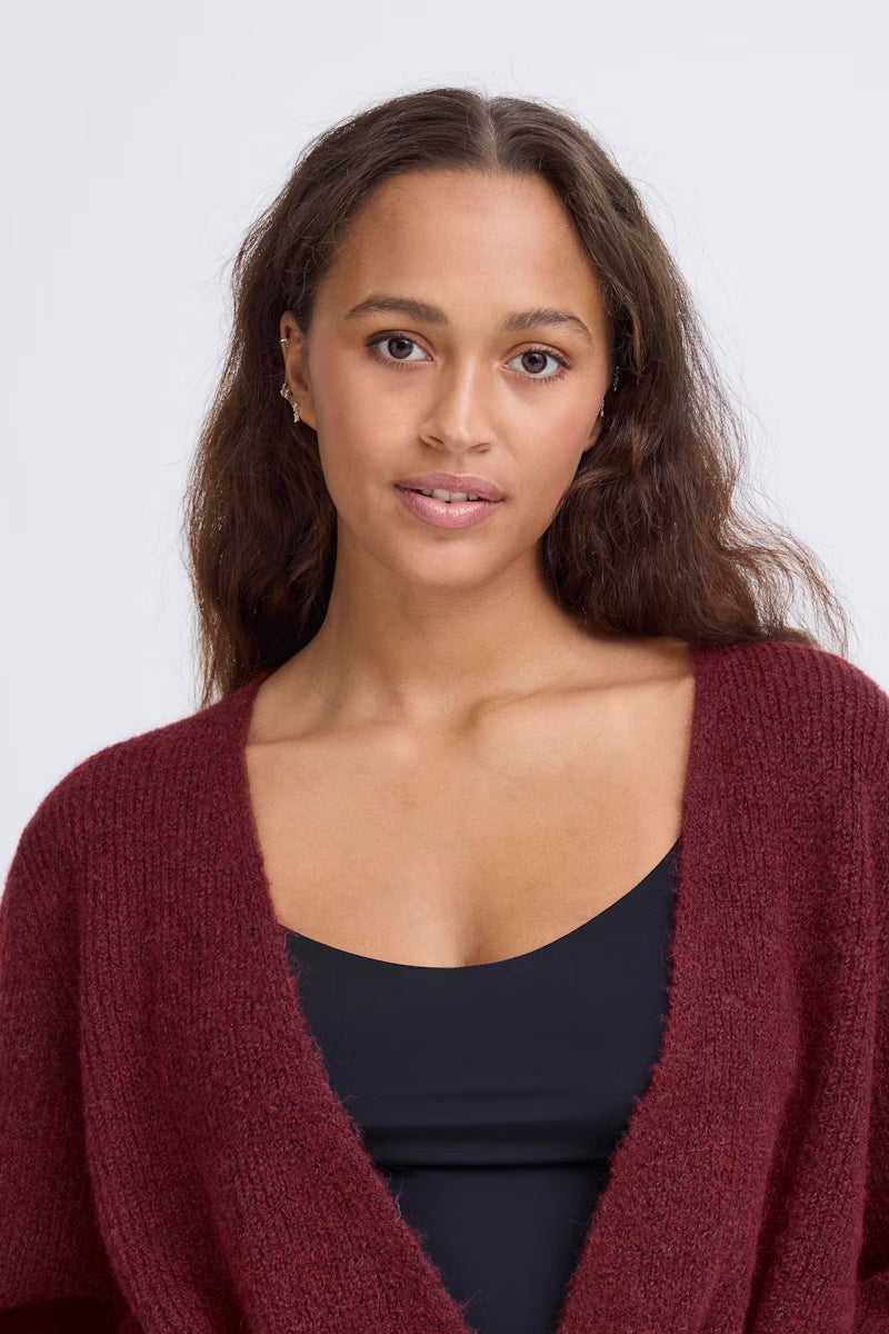 Cardigan corto bordeaux con coulisse