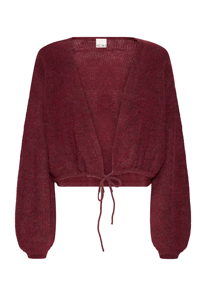 Cardigan corto bordeaux con coulisse