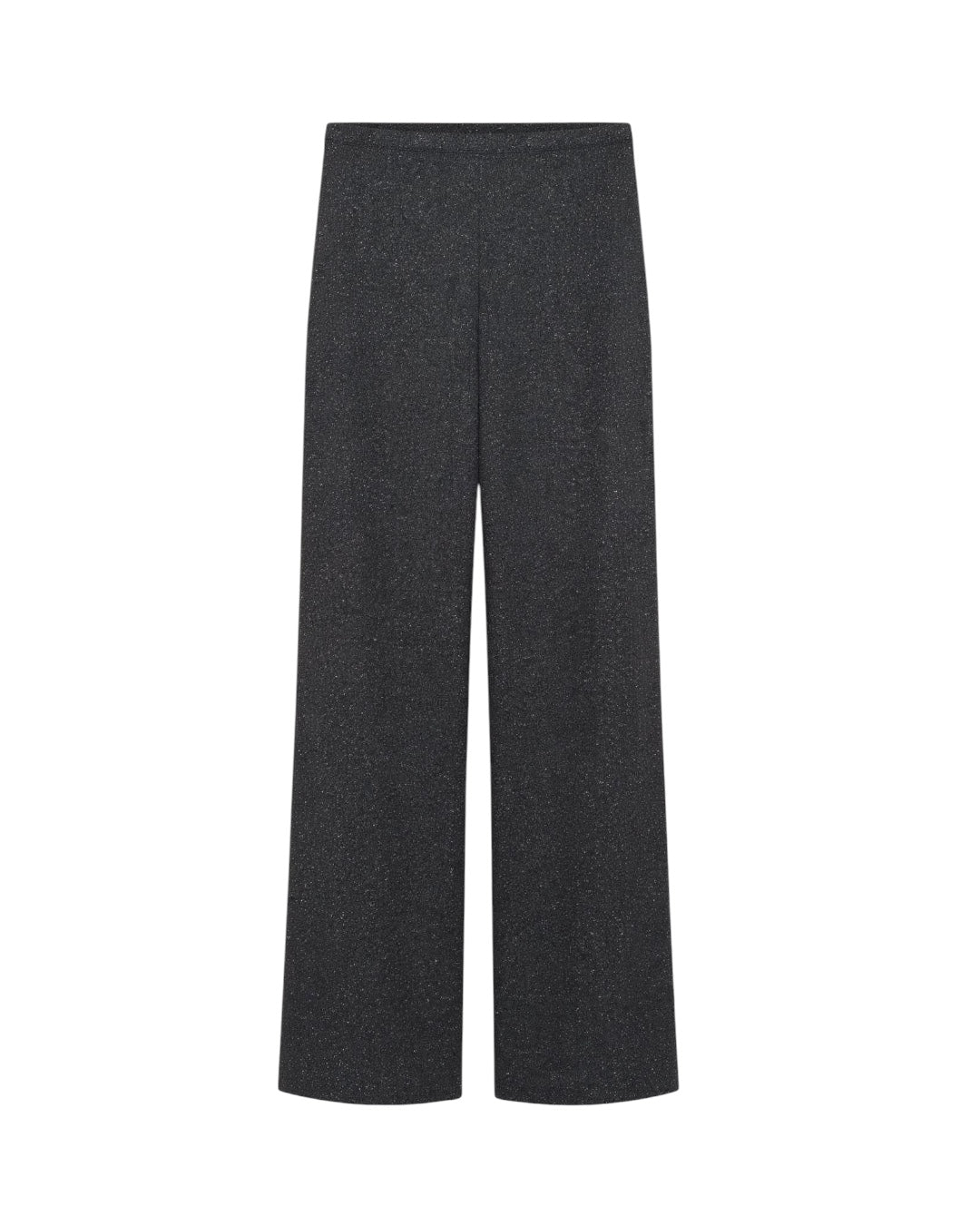 Tailleur nero giacca ricamata e pantalone largo