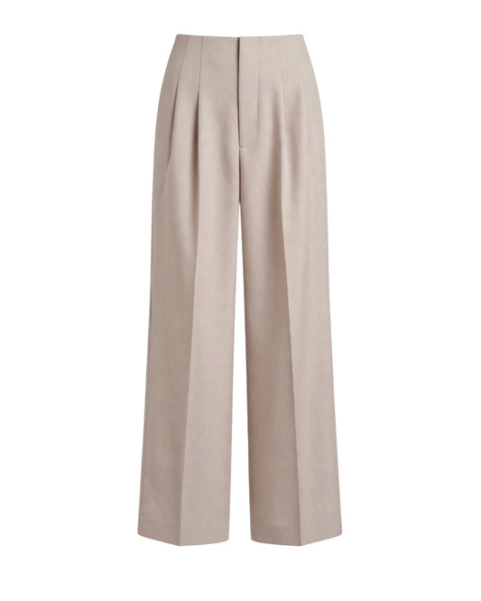 Pantalone panna palazzo vita alta con pence