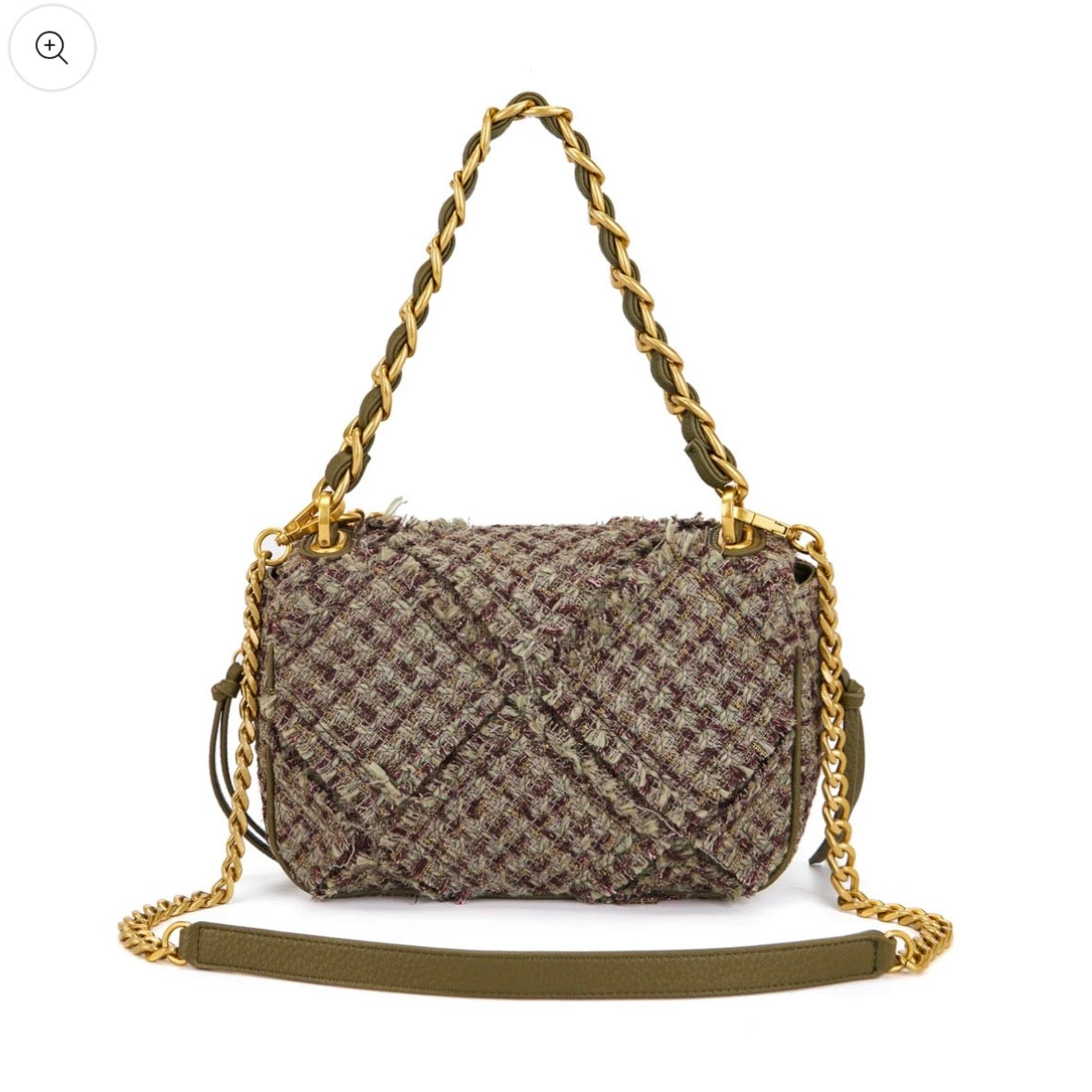 Borsa piccola green effetto bouclè
