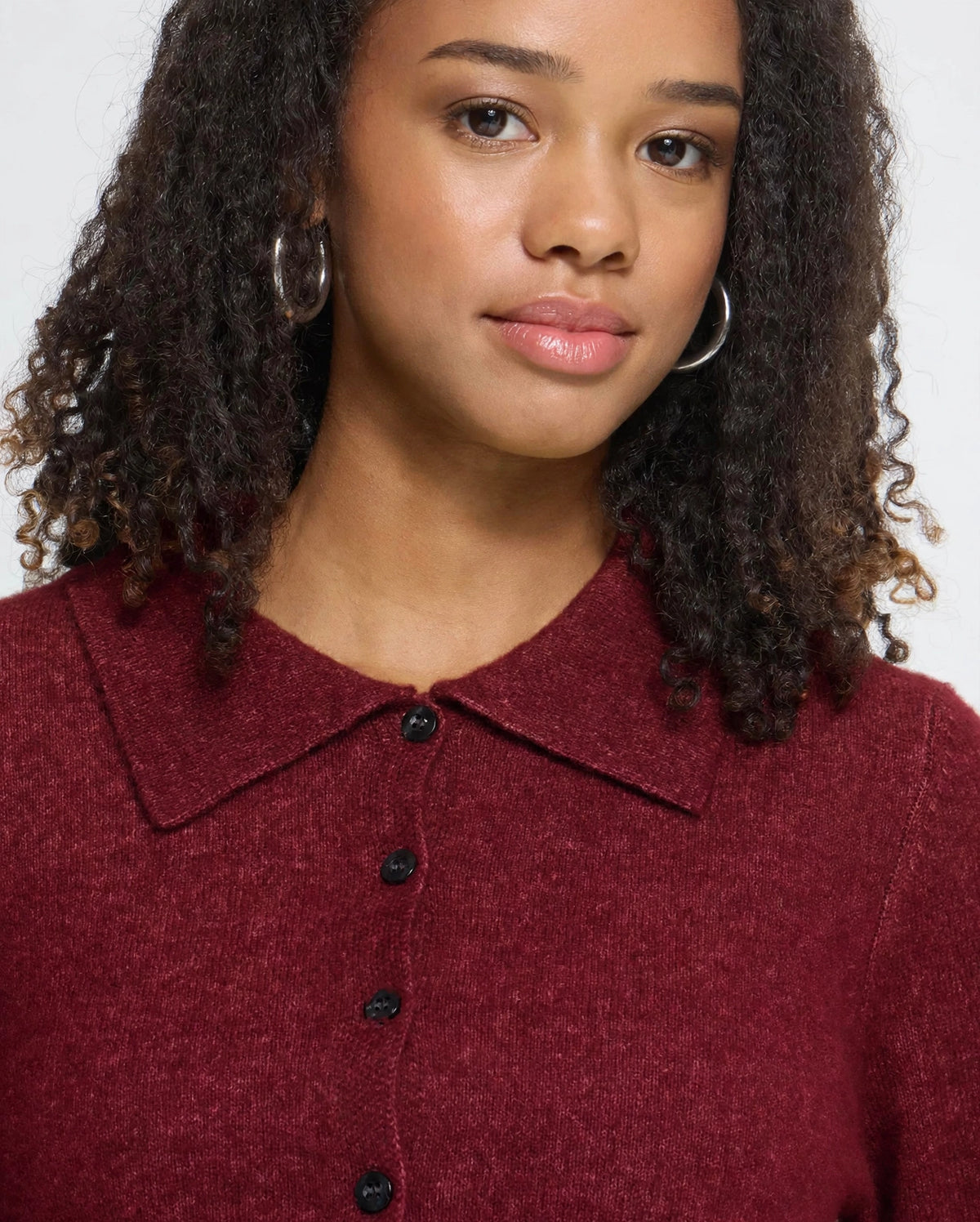Cardigan bordeaux con colletto