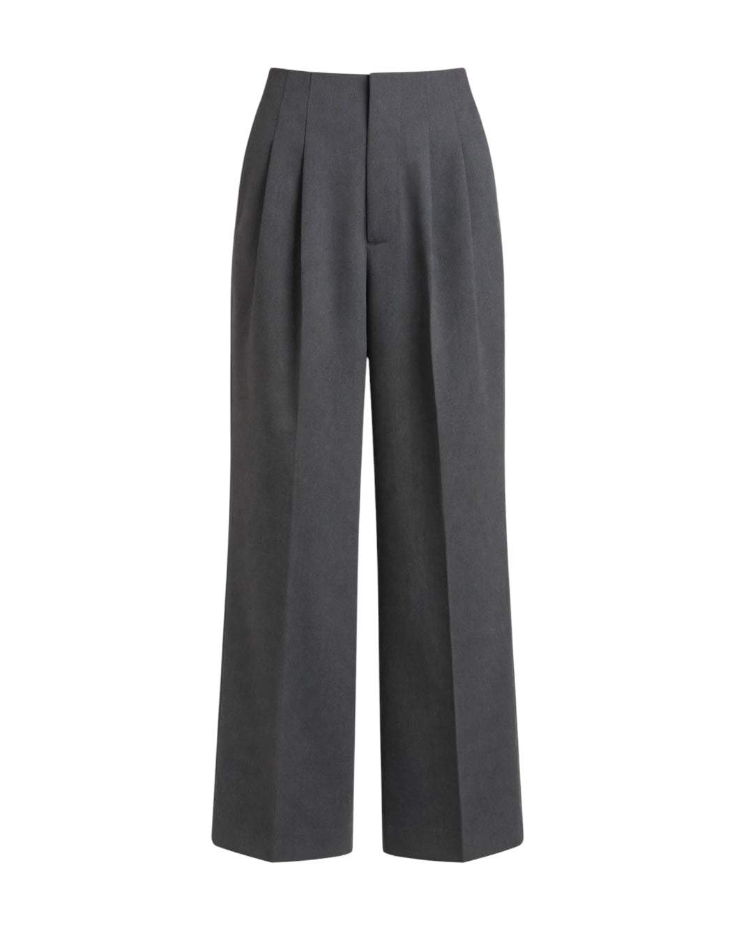 Pantalone grigio palazzo vita alta con pence