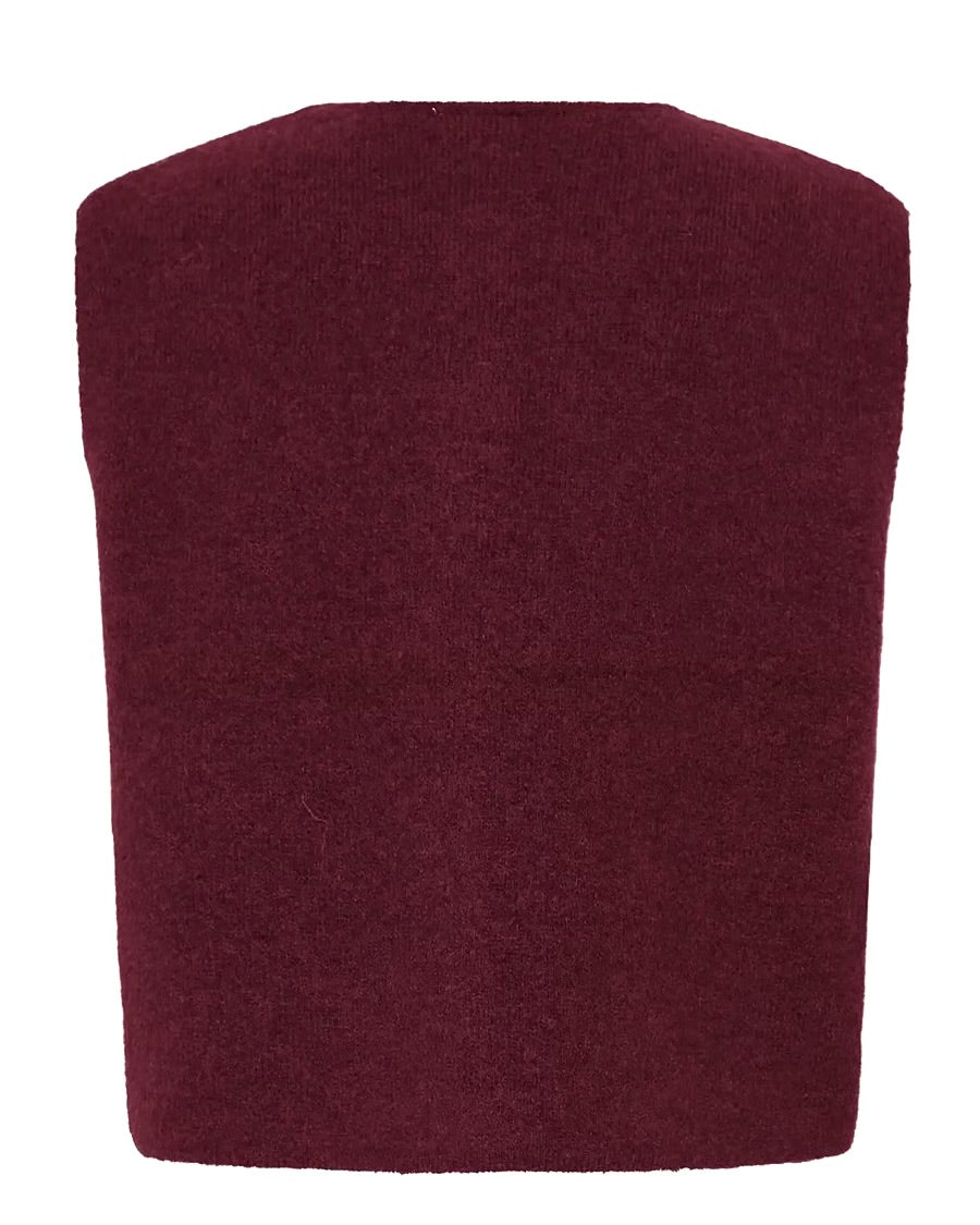 Cardigan smanicato bordeaux