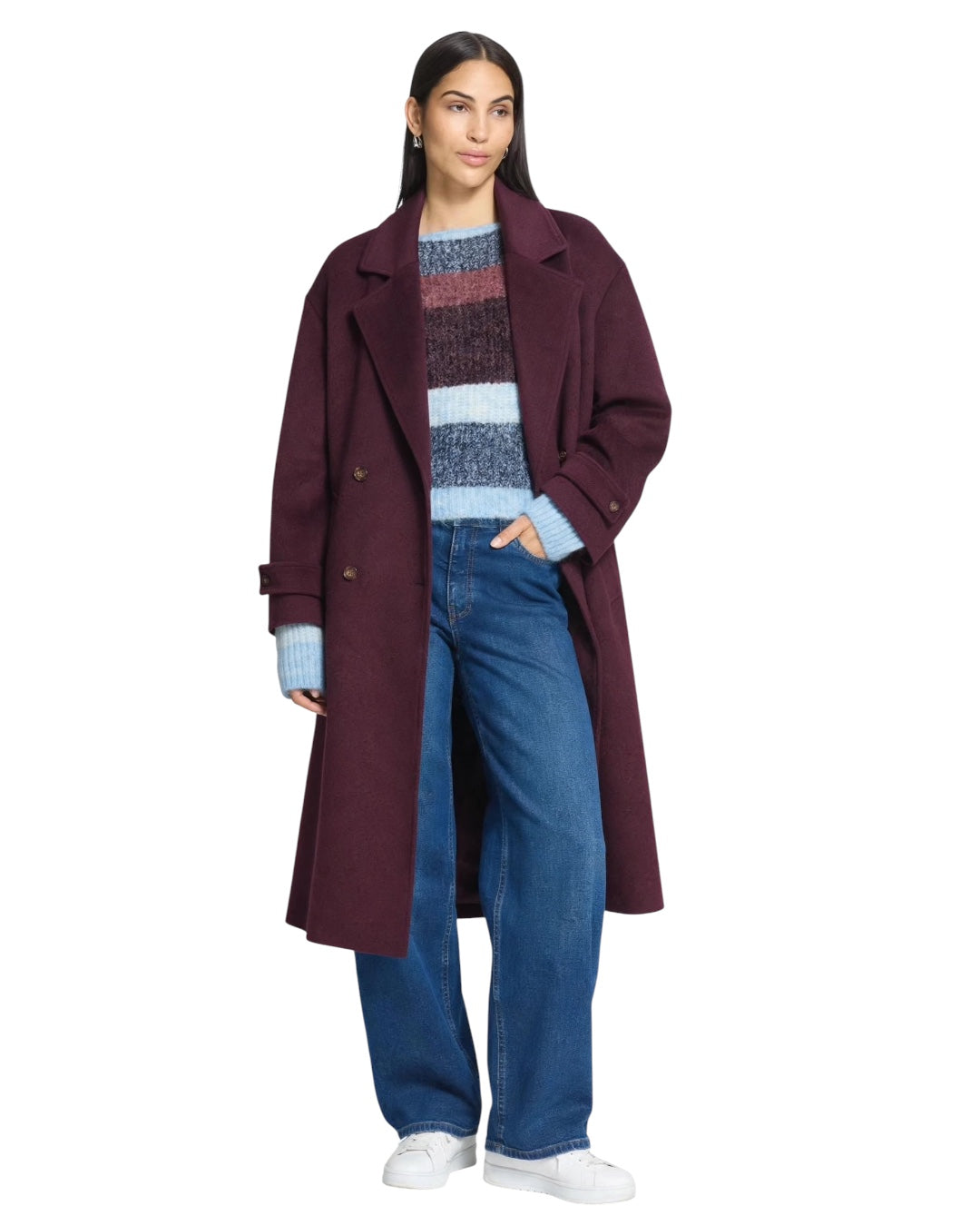 Cappotto lungo bordeaux doppiopetto