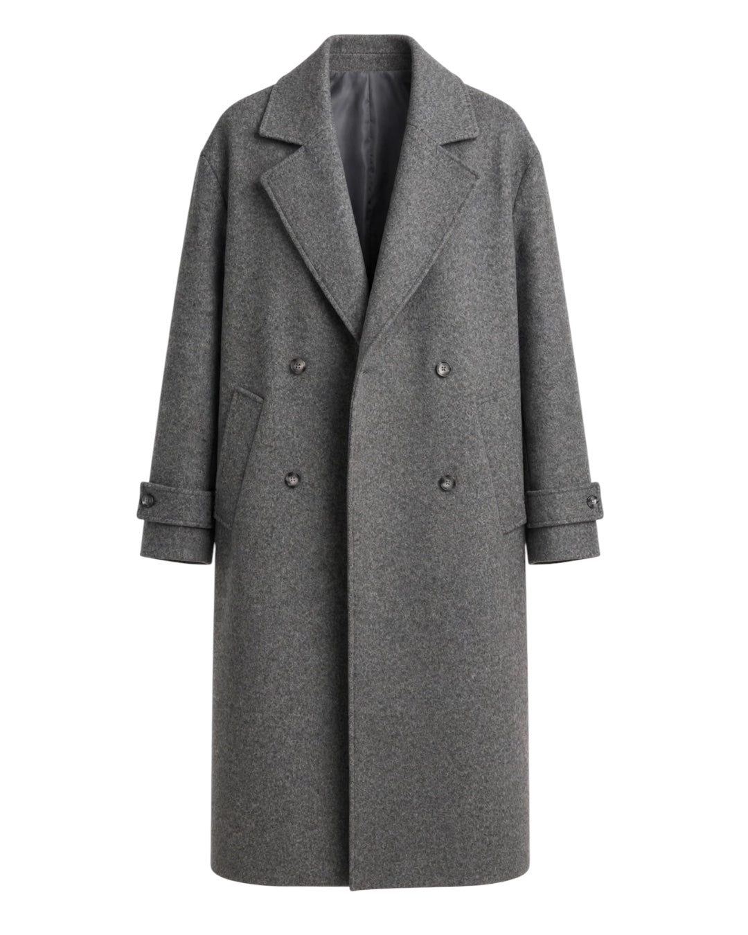 Cappotto lungo grigio doppiopetto