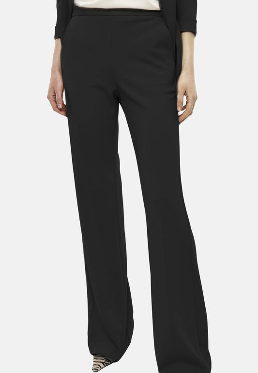 Pantaloni neri flare sartoriali vita alta pinces