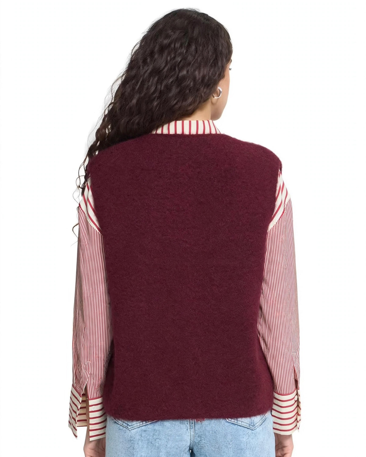 Cardigan smanicato bordeaux