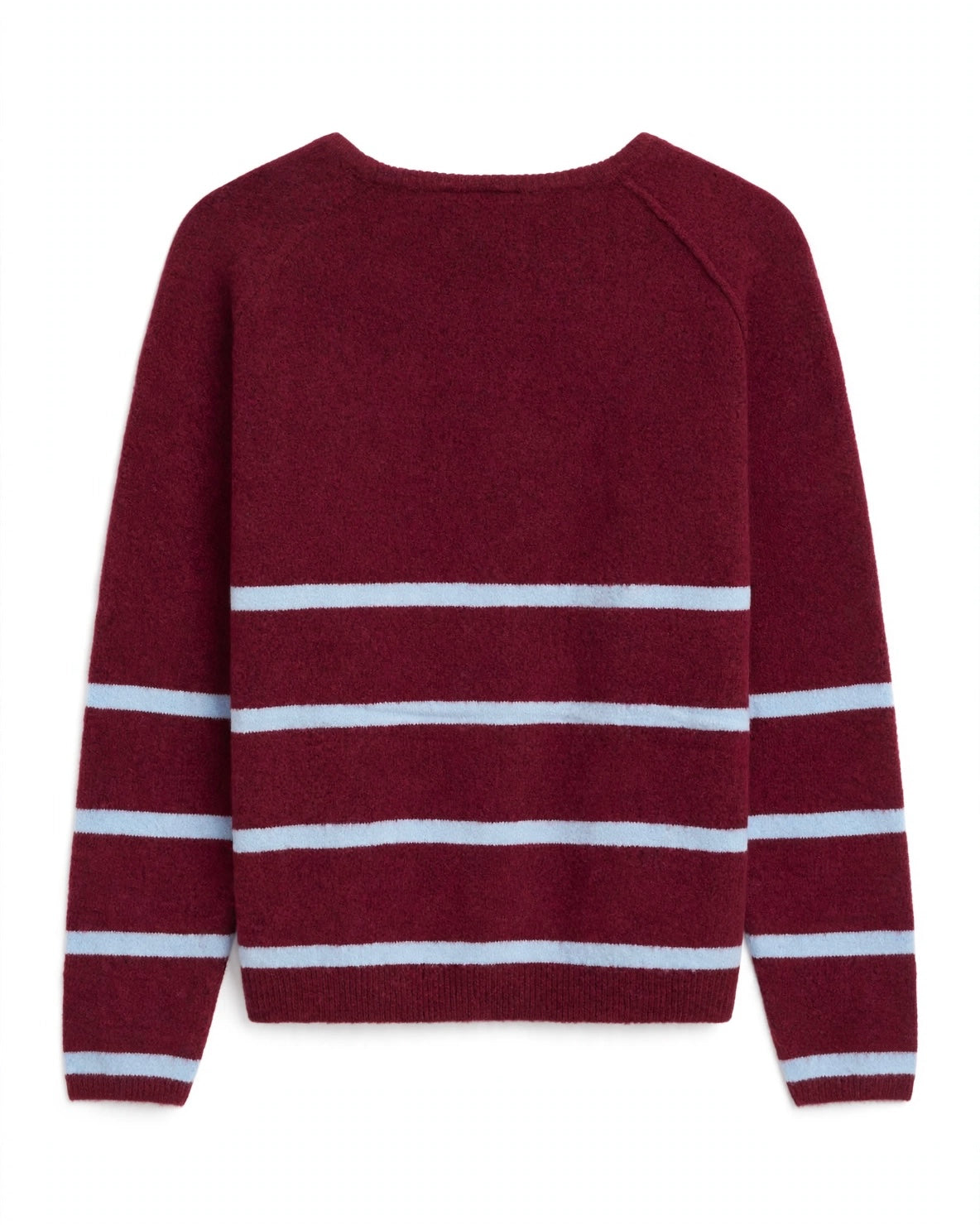 Maglione bordeaux con bande multicolor