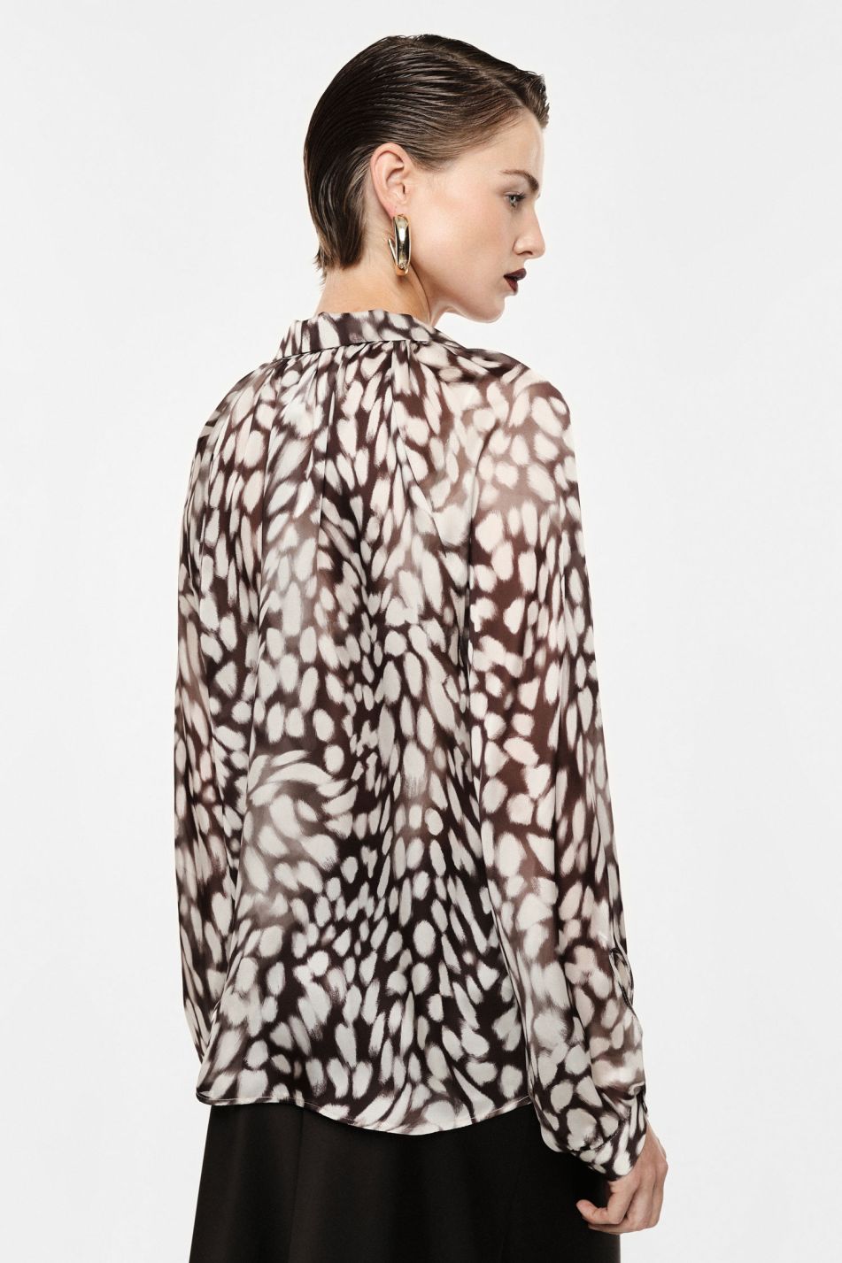 Camicia manica lunga con sfumature moro/panna