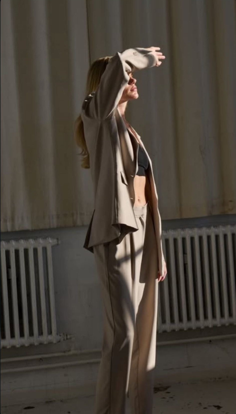 Giacca blazer monopetto beige